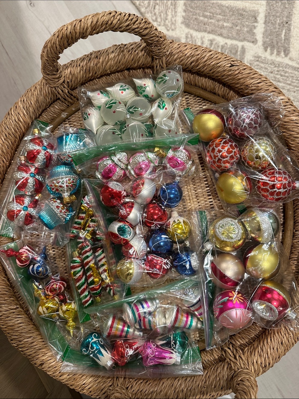 Some Kurt Adler Assorted Red Gold Green Blue Pink Holiday Glass Ornaments